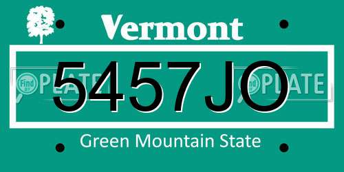 5457JO Vermont License Plate