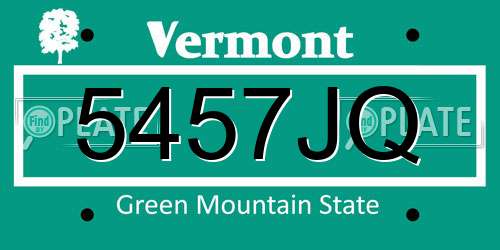 5457JQ Vermont License Plate