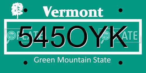 545OYK Vermont License Plate