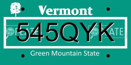 545QYK Vermont License Plate