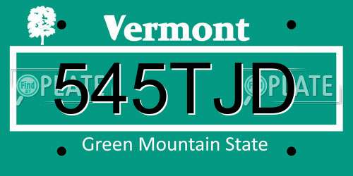545TJD Vermont License Plate