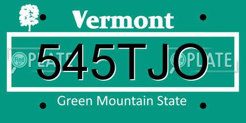 545TJO Vermont License Plate
