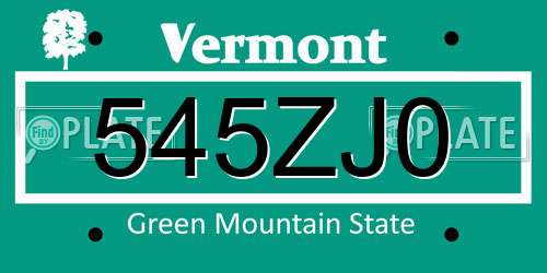 545ZJ0 Vermont License Plate