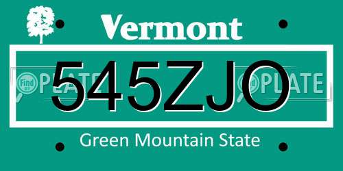 545ZJO Vermont License Plate