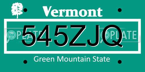 545ZJQ Vermont License Plate