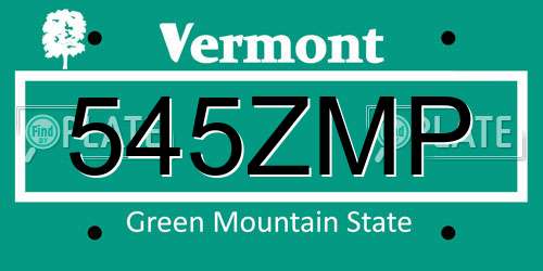 545ZMP Vermont License Plate