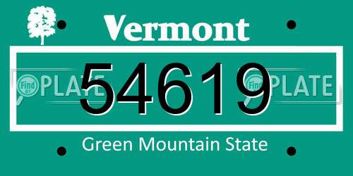 54619 Vermont License Plate
