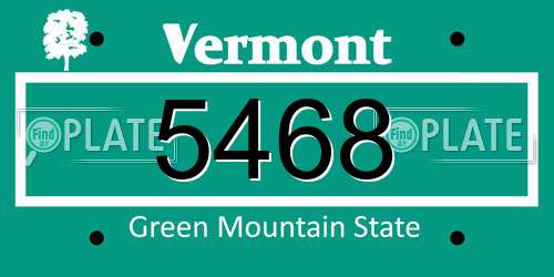 5468 Vermont License Plate