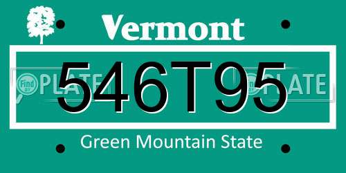 546T95 Vermont License Plate