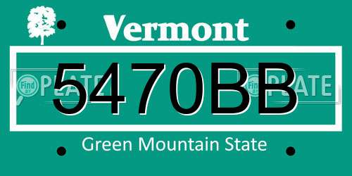 5470BB Vermont License Plate