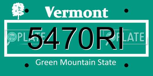 5470RI Vermont License Plate