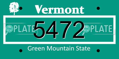 5472 Vermont License Plate