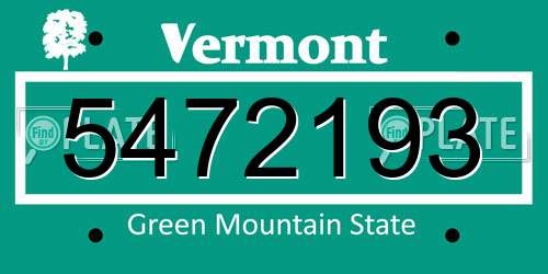 5472193 Vermont License Plate