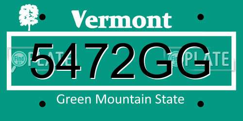 5472GG Vermont License Plate