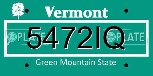 5472IQ Vermont License Plate