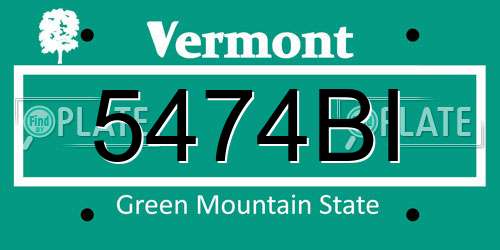 5474BI Vermont License Plate