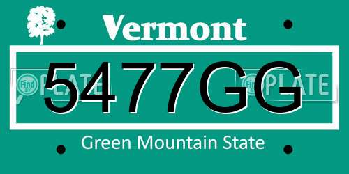 5477GG Vermont License Plate