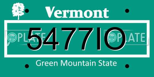 5477IO Vermont License Plate