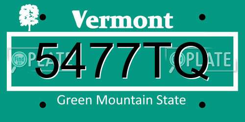 5477TQ Vermont License Plate