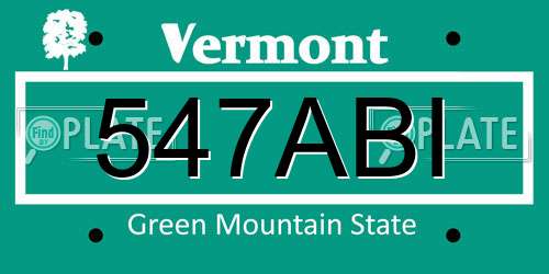547ABI Vermont License Plate