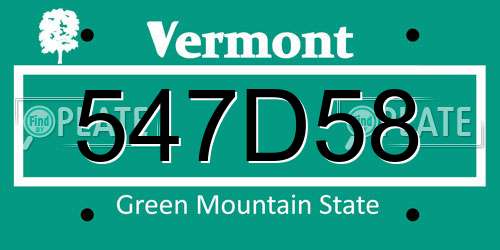 547D58 Vermont License Plate