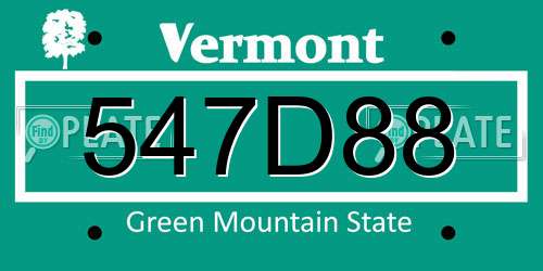 547D88 Vermont License Plate