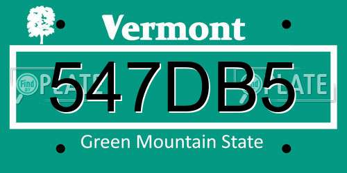 547DB5 Vermont License Plate
