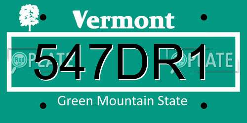 547DR1 Vermont License Plate