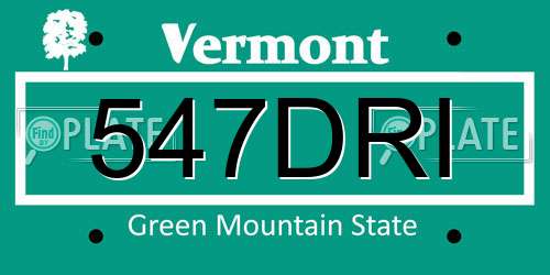 547DRI Vermont License Plate