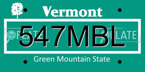 547MBL Vermont License Plate