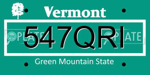 547QRI Vermont License Plate