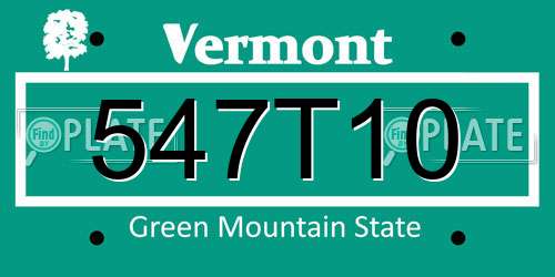 547T10 Vermont License Plate