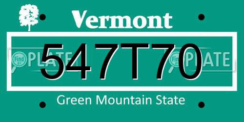547T70 Vermont License Plate