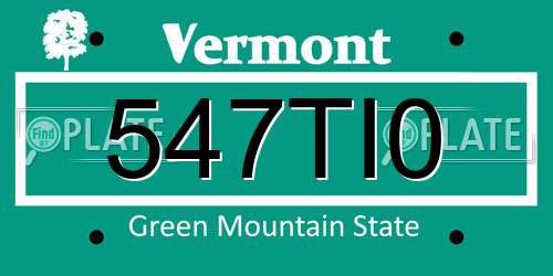 547TI0 Vermont License Plate