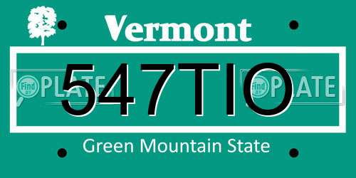 547TIO Vermont License Plate