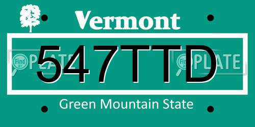 547TTD Vermont License Plate