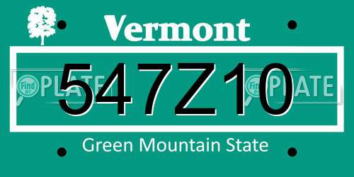 547Z10 Vermont License Plate