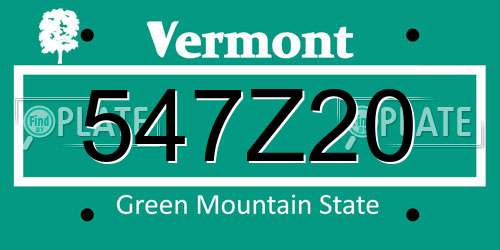 547Z20 Vermont License Plate