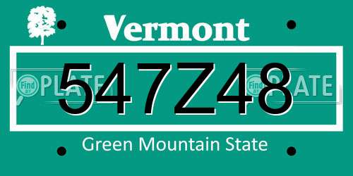 547Z48 Vermont License Plate