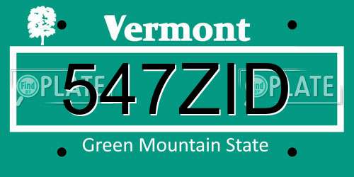 547ZID Vermont License Plate