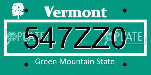 547ZZ0 Vermont License Plate