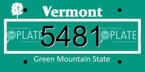 5481 Vermont License Plate