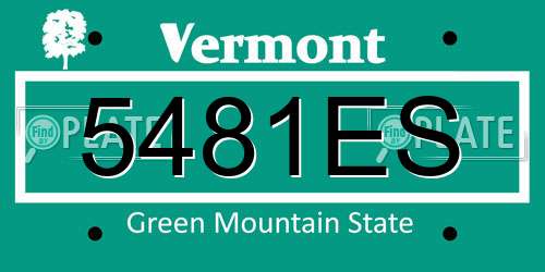 5481ES Vermont License Plate