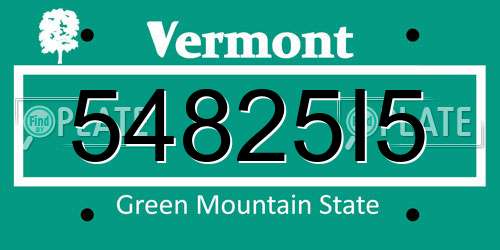 54825I5 Vermont License Plate