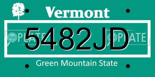 5482JD Vermont License Plate