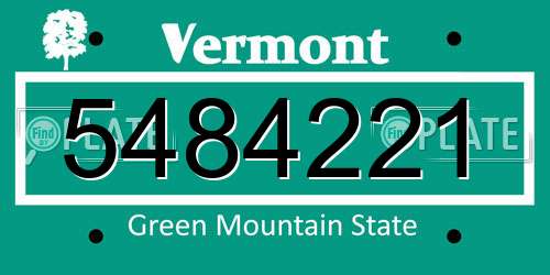 5484221 Vermont License Plate