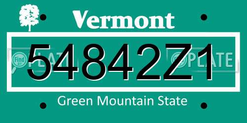 54842Z1 Vermont License Plate
