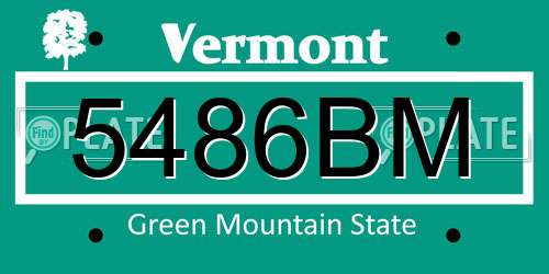 5486BM Vermont License Plate