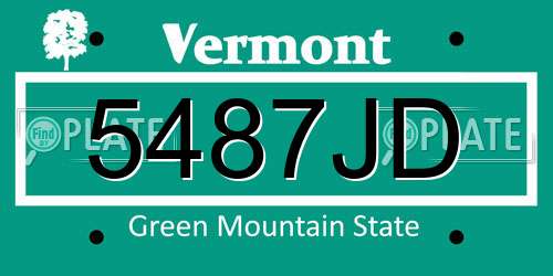 5487JD Vermont License Plate
