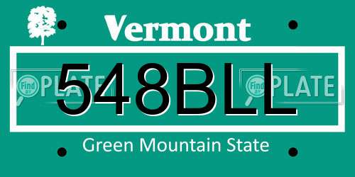 548BLL Vermont License Plate